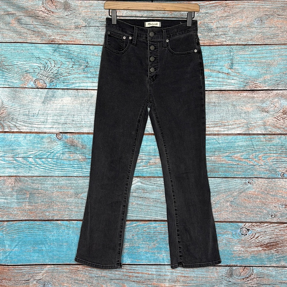 Madewell Dark Grey Buttonfly Cali Demi Boot Jeans Size 26